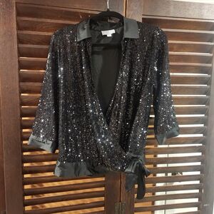 Pure Collection Sparkling Black Wrap Blouse